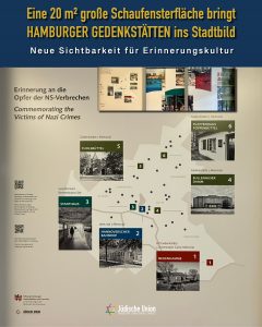 Eine 20 m² große Schaufensterfläche bringt Hamburger Gedenkstätten ins Stadtbild