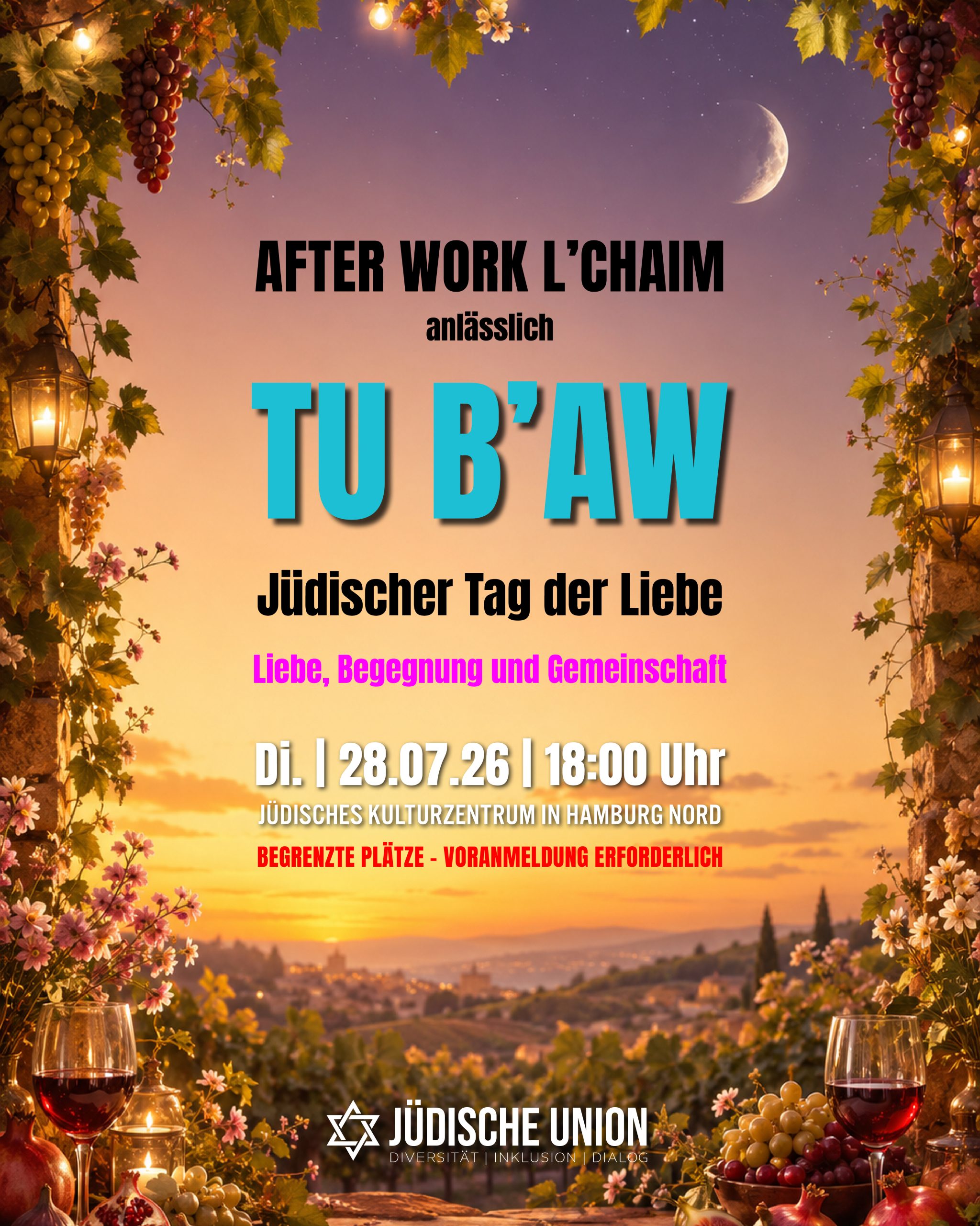 After Work L'Chaim anlässlich Tu b'Aw: jüdischer Tag der Liebe