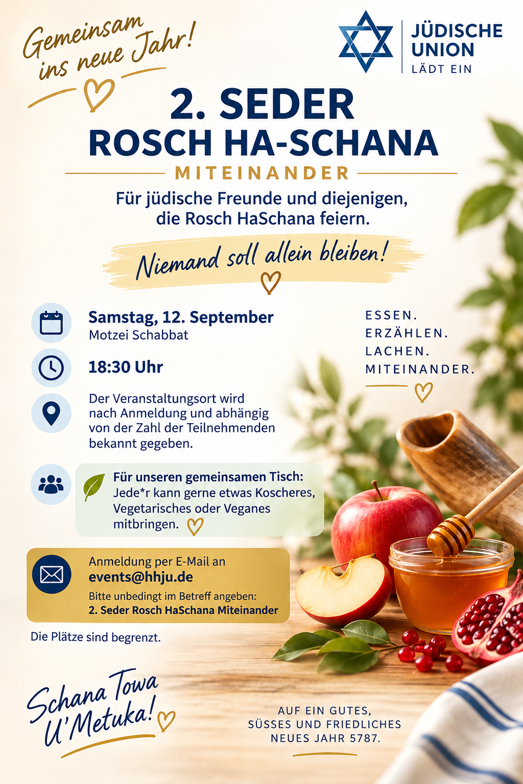 2. Seder Rosch HaSchana: Gemeinsam ins neue Jahr – niemand soll allein bleiben.